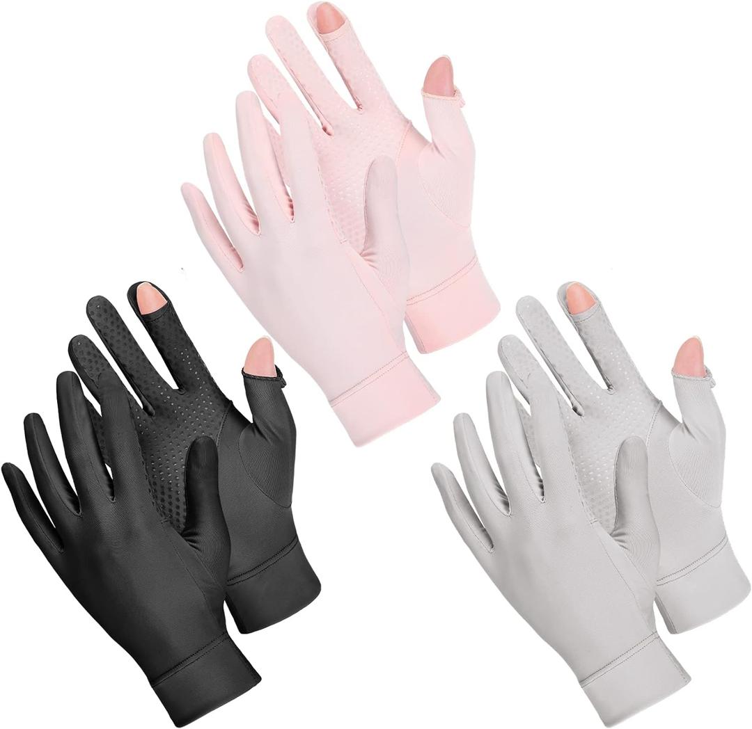 Bokon 2 Pairs Sun Protection UV Driving Gloves for Women Full Finger Touchscreen Non Slip Breathable Summer Outdoor Gloves