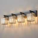 Modern 4-Light Black Crystal Bathroom Vanity Light Fixtures