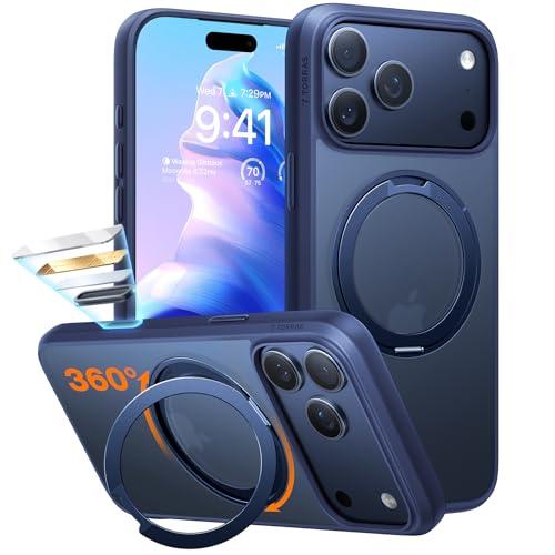 TORRAS Upgrade 360 Magnetic Stand for iPhone 17 PRO Case with Camera Control Button, Fit for MagSafe, Mil-Grade Protection, Slim Soft Edge Translucent Back for iPhone 17Pro 6.3 inch, Deep Blue
