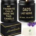 Awrmoo Unique Gifts for Dad from Daughter Son, Dad's Last Nerve Lavender Scented Soy Candles, Vanilla Candle Gift Set for Birthday, Christmas Thanksgiving Day for Men (2 Pack), Black, Dad-2Pack