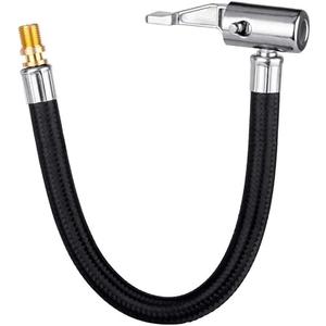 LUMITECO Locking Tire Chuck with Rubber Hose and Standard Tire Valve Fine Thread, Tire Inflator Pump Hose Adapter for Twist On Convert to Lock On Connection, 10'' Hose Adapter