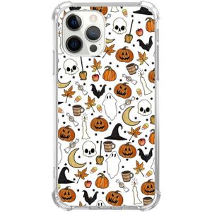 Autumn Phone Case Fall Leaves Cover Compatible with iPhone 16 Pro, Cute Funny Halloween Ghost Moon Pumpkin Pattern Case for Girl Men and Women, Trendy TPU Bumper Phone Case