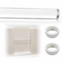 Acrylic Shower Bar Replacement - 24 Inch Clear Rod with 2 Grab Handle Bushings, Plastic Dowels for One-Piece Bath Module Repair and DIY Projects-Clear-1 Rod