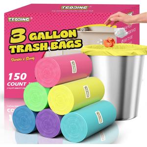 Small Trash Bags 3 Gallon -150 Count Mini Garbage Bags Unscented,12 Liter Colored Plastic Trash Can Liners,Strong Wastebasket Liners for Bathroom Toilet and Home