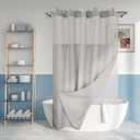 River Dream No Hook Slub Textured Shower Curtain with Snap-in PEVA Liner Set - 71" x 74"(72"), Hotel Style with See Through Top Window, Machine Washable & Water Repellent, Gray, 71x74 (Grey)