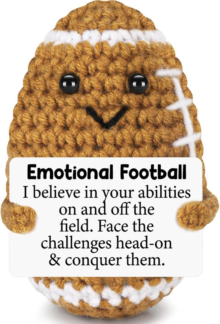 Funny Positive Crochet Football Birthday Gifts for Men, Teacher Appreciation Fathers Day Graduation Gifts for Women Him Her, Inspirational Self Care Home Decor Gift for Dad Mom Son Daughter Coworker