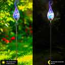 Garden Solar Lights,Flame Solar Lights Outdoor - Hand Blown Glass Waterproof Glass Stakes Outdoor Waterproof Blue Flame Solar Light