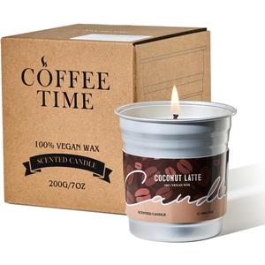 M&SENSE Coconut Latte Scented Candle, Soy Wax 7oz 42 Hours Long Lasting Clean Burn, Small Coffee Smelling Kitchen Candles for Home, Non-Toxic Relaxing Aromatherapy Gifts for Women