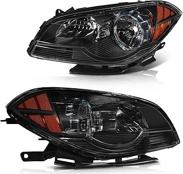 Headlight Assembly replacement for Chevrolet Malibu 2008-2012 Black Housing Amber Reflector Clear Lens