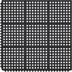Ottomanson Heavy Duty Rubber Floor Mat Non-Slip, Waterproof, Easy to Clean Anti-Fatigue Mat for Commercial Kitchens, Restaurants, Workshops Oil Resistant, Hose Washable 36" x 36", Black