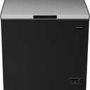 FRIGIDAIRE Chest Deep Freezer, 7 Cu. Ft, Black Adjustable Thermostat-Removable Vinyl Coated Wire Basket-Easy Defrost Drain, Eye-Catching Stainless Steel Top Door- Garage Ready