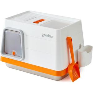 Stainless Steel Cat Litter Box, Extra Large Covered Litter Box with Lid, Scoop, Odor Control Filter, XL Side/Top Entry Enclosed Cat Boxes for Big Kitty