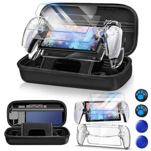 Auarte Accessories Set for Playstation Portal Remote Player, Hard Carrying Case for PS Portal with Clear Skin Case for PS5 Portal, 1 Screen Protector, Carbon Black Auarte Accessories Set for Playstation Portal Remote Player, Hard Carrying Case for PS Portal with Clear Skin Case for PS5 Portal, 1 Screen Protector, Carbon Black