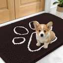 OLANLY Dog Door Mat for Muddy Paws 24x16, Paw Print Design, Absorbs Moisture and Dirt, Absorbent Non-Slip Washable Doormat, Quick Dry Chenille Mud Mat for Dogs, Entry Indoor Entryway Carpet, Brown