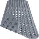 Extra Long Gray Bathtub Mat Non Slip, Soft Bath Mat for Tub 40 x 16 Inch Full Size, Bath Tub Shower Mats for Bathroom Floor with Big Suction Cups and Drain Holes, Easy Washable, BPA Free (Grey)