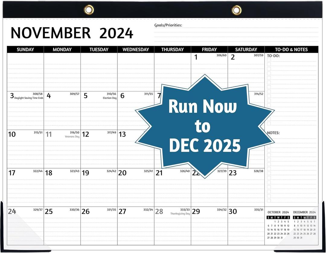 Desk Calendar 2024-2025 – Jul 2024 – Dec 2025, 18 Monthly Desk Calendar, Large Desk Calendar 2024, 22'' x 17'', 2024-2025 Desk/Wall Calendar with Desk Pad, To-do Lists, Ruled Blocks, Corner Protectors