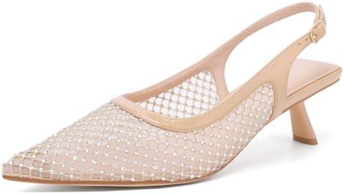 Mostrin Kitten Heels for Women Pointed Toe Pumps Patent Leather Low Heel Slingback Heels with Buckle Dress Shoes for Dating Party Working, Size 8.5