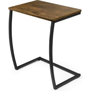 SRIWATANA Side Table, End Table, Vintage C-Shaped Couch Table for Sofa Laptop Coffee Snack, Walnut