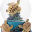 Elanze Designs Coral Reef Sea Turtles 100MM Sturdy Wind Up Musical Glitter Water Snow Globe Tabletop Dresser Nightstand Figurine Decoration Plays Tune Wonderful World