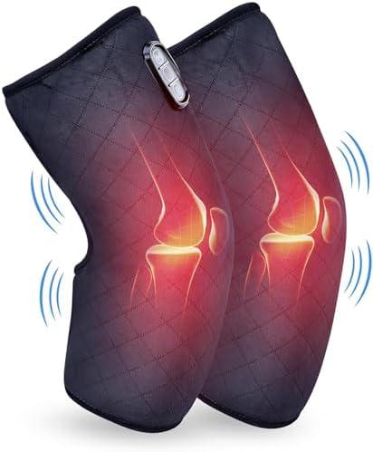 COMFIER Heated Knee Massager Heating Pad for Knee Pain Relief,FSA or HSA Eligible, Heat Knees Warmers Wrap with Massage and Vibration-Gray