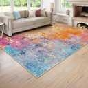 Lahome Modern Abstract Washable 6x9 Area Rugs for Living Room, Colorful Soft Bedroom Rug for Girls Kids Non Slip Stain Resistance, Large Accent Carpet for Kitchen Dining Room Dorm (Galaxy)