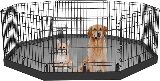 Dog Playpen Bottom Pad Fits for 24 Inch 8 Panels Regular Octagon Metal Exercise Pet Playpen, Dog Crate Pad Puppy Playpen Pad. (Note: Playpen Not Included) -Black