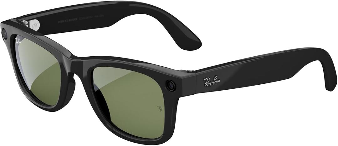 Ray-Ban Meta glasses, Wayfarer, Shiny Black / G15 Green, Regular (Renewed)