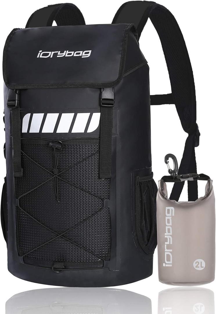 IDRYBAG Waterproof Backpack for Men 25L, Dry Bags Kayak, Dry Backpack Camping Hiking (Black)