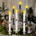 6 Pcs Winter Flameless Candle Set Snowflake LED Flameless Taper Candles with Remote Timer Black and White Celebration Candles with Battery Operated for Christmas Winter Gifts Home Decor