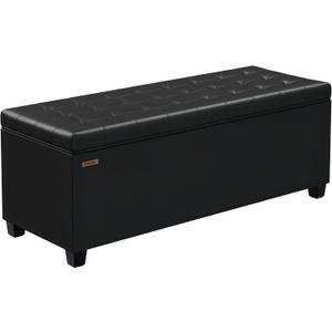 ABHENG Synthetic leather Storage ottoman bench with legs,43.5W x 15.7D x 15.7H,metal frame end of bed bench hold up to 770 LB,Large Storage Chest hold up to 770 LB,Black UASND622B