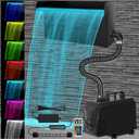 AquaMiracle All-in-1 Pond Waterfall Kit with LED Lights, 12" Stainless Steel Spillway with 660GPH Water Pump, Lighted Waterfall Fountain Outdoor for Water Garden, Backyard, Pool