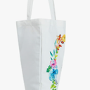 Set of 2 Reusable Monogram Letter Personalized Tote Bags for Women, Floral Design (29 Inches)