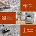 Freyja Washable Rugs 3x5 Area Rug, Soft Non Slip Distressed Indoor Door Mat, Vintage Thin Floral Rugs for Bedroom Bathroom Floor Kitchen Entryway Laundry Room Decor (Rustic Brown)