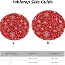 Christmas Winter Snowflakes Tablecloth with Elastic Edge, Round Table Cover Washable Reusable Xmas Red Table Cloths for Kitchen Dining Party, Medium (Fits 45-50 in)