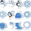 Zhanmai 1200 Pcs Winter Sticky Notes Bulks Winter Notepads Gifts Blue Penguin Snowflake Sweater Self-Adhesive Writing Memo Pad Office Home Daily Reminders Supplies