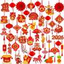 Chinese New Year Decorations, Lunar New Year Ornaments 2026 Horse Spring Festival Tree Decorations, Good Luck Ornament Red Lanterns Festive Tree Ornament for 2026 Year of The Horse Party
