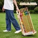 6 Player 32 inch Croquet Set for Adults with Wooden Stand, Wooden Rubber Mallets, Upgraded Resin Colored Balls and Steel Wicket for Family & Friends, Great for Outdoor Lawn, Backyard Park