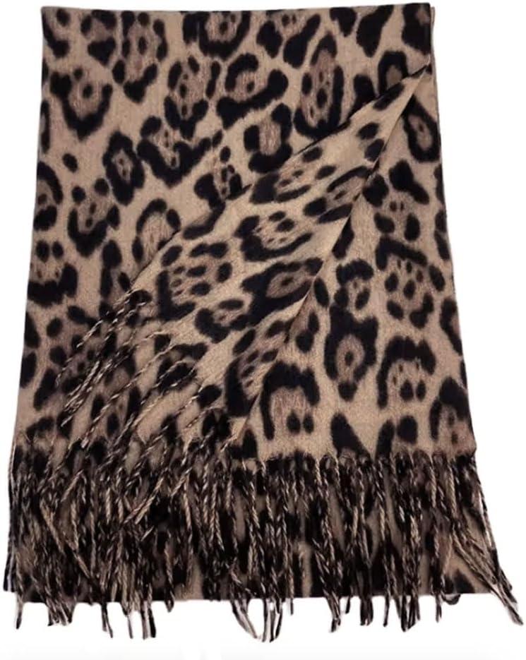 Secret for Longevity Extra Large Long Sheer Black Brown Tan Camel Khaki Latte Ocelot Leopard Cheetah Animal Print Scarf Wrap Shawl Pashmina Sarong Medium Weight Cashmere Feel 28" x 70" inches