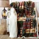 CARSTENS, INC. Ultra Premium Super Soft Plush Sherpa Fleece Oversized Throw Blanket 54" x 68", Tree Plaid (Large)