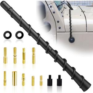 Black Spiral Bending Antenna, Waterproof Car Rubber Antennas, 7 Inch Auto Toppers Flexible Retrofit Antenna with Screw, Exterior Car Accessories for Car Radio AM FM for Trucks, Cars, SUVs