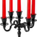 Rely+ 5 Arm Baby Candelabra Black Matte 8 Inch Taper Candle Holders Gothic Decorations Candlesticks Holder Home Decor Wedding Parties Centerpiece for Dining Table