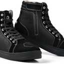 IRON JIA'S Motorcycle Shoes for Men, Anti-Slip Breathable Street Casual Motorcycle Riding Boots with Side Zipper, Ankle Support, Shift Pads Black, Size 12