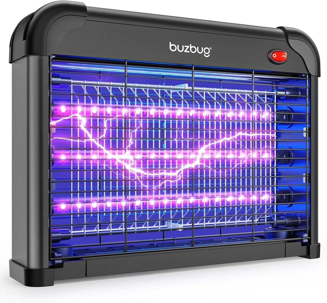 Buzbug LED Bug Zapper Indoor, 10 Years Lifespan 3 Lamps Enhance Insect Attraction, 3800V High-Voltage, Electric Mosquito Zapper, Fruit Fly Mosquito Moth Gnat Trap, Killer, Zapper -MA009 (All Black)