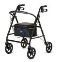 Medline Aluminum Rollator Walker, Burgundy, 300 lb. Weight Capacity, 8” Wheels, Adjustable Height Handle, Padded Seat & Backrest, Rolling Walker for Seniors and Mobility Impaired