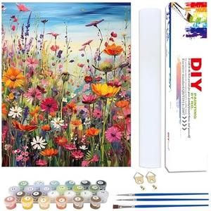 Wlid Flowers Paint by Number Adult-Paint by Numbers Flowers,Canvas Painting by Numbers for Adults Flower,Oil Painting by Numbers for Adults for Gifts and Home Wall Decor(With Gifts Box)16x20inch
