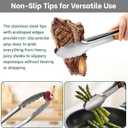 Beneno 12-Inch Stainless Steel Kitchen Tongs for Cooking with Heat-Insulating Wooden Grip Handle, Heavy Duty Heat-Resistant Metal Locking Tongs with Strong Scalloped Tips for Cooking, BBQ, Grab Food