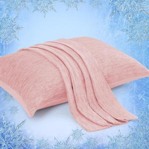 Elegear Cooling Pillow Cases for Hot Sleepers, Japanese Q-Max 0.45 Cooling Pillowcases, Both Sides(Cooling/Cotton), Breathable Soft Pillowcase for Hair and Skin, Set of 2-Pink (Standard (20" x 26"))