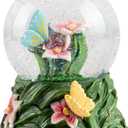 Elanze Designs Butterflies on Lilies Flower Garden Leaves Grass Perching Tabletop Figurine 100MM Sturdy Glitter Water Snow Globe Plays Tune English Country Garden