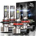 ZABURU 9005 9006 LED Headlight Bulbs Combo 6500K White 18000LM 9005 9006 Combo LED Headlight Kit, 500% Super Bright LED Bulbs Replacement as High and Low Beam, Fog Lights or DRL, 4-pack