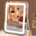 halumao Vanity Mirror with Lights, 14.5" Light Up Makeup Mirror, LED Makeup Mirror with Lights for Bedroom Tabletop, Smart Touch Control 3 Colors Dimmable, 360° Rotation